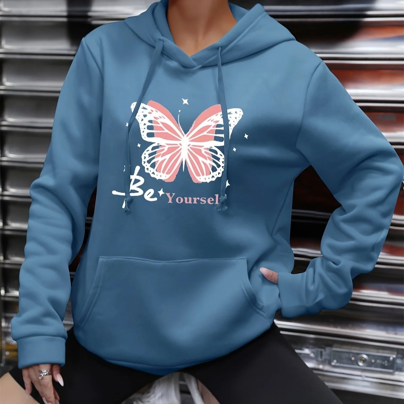 Soft Women's Cloud Blue Drawstring Sweatshirt