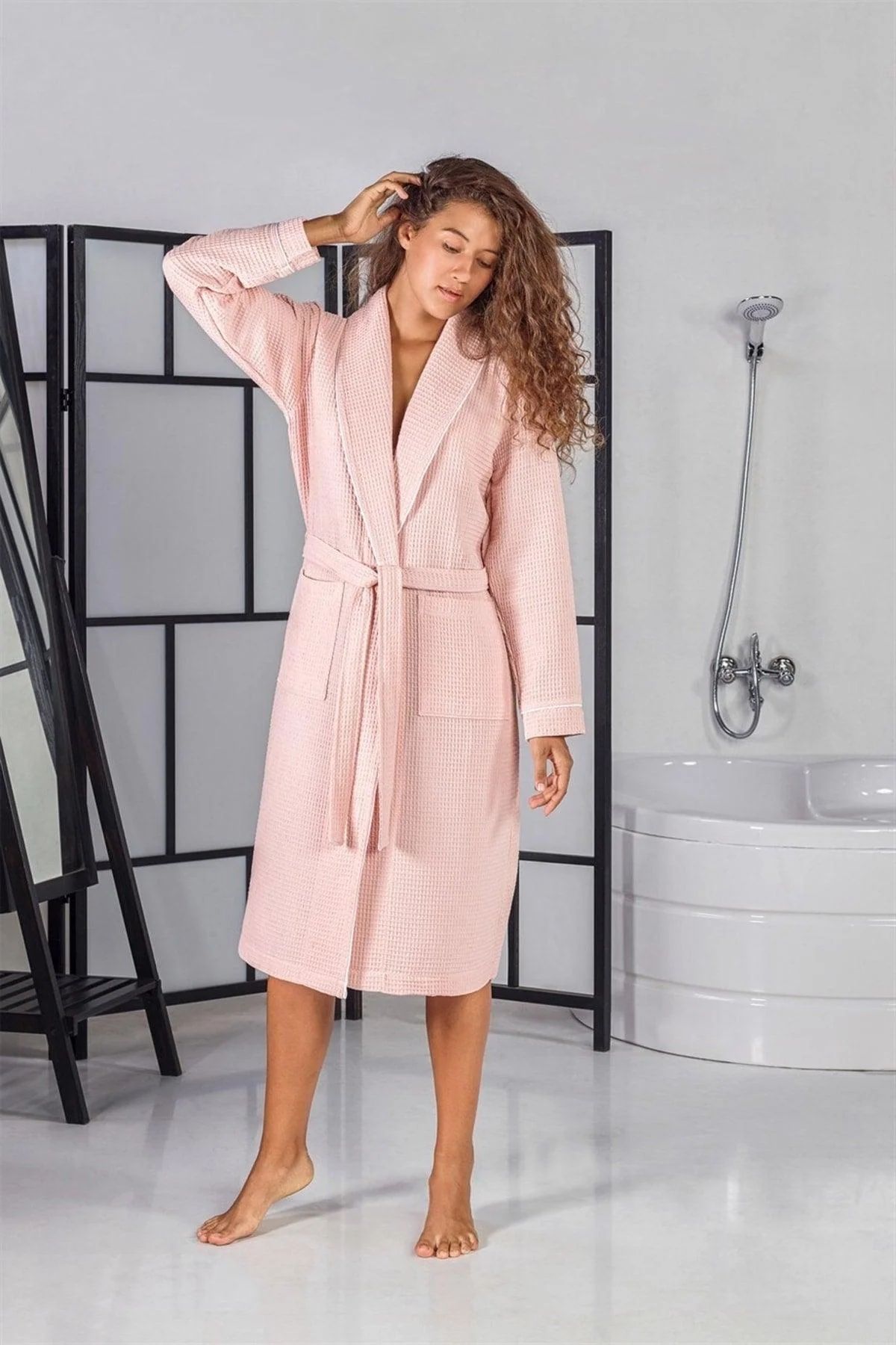 Powder Pique Unisex Bathrobe and Towel Set