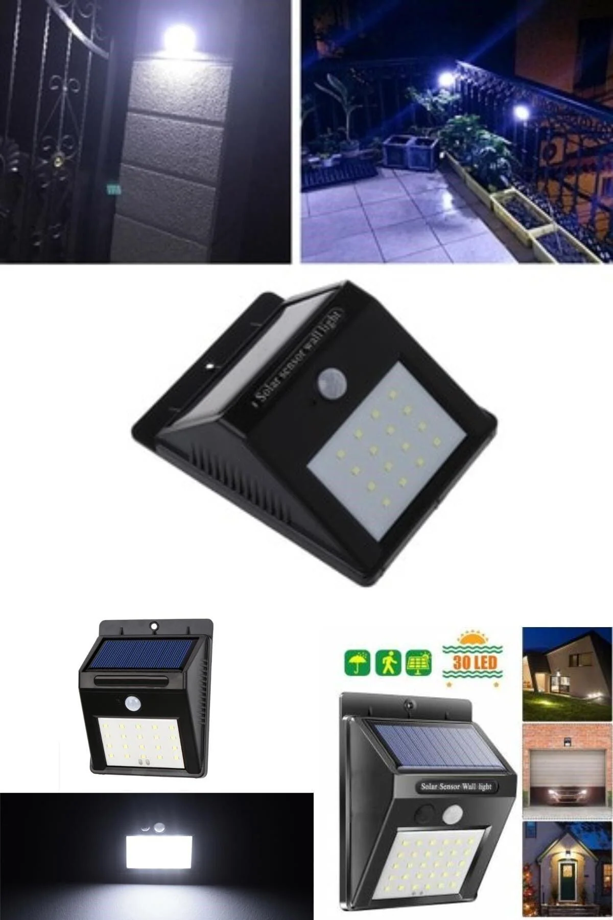20 LED solar-powered outdoor wall lamp with motion sensor