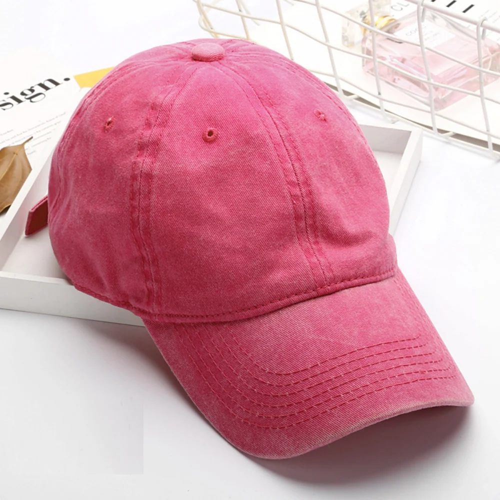 Solid Color Adjustable Baseball Cap for Women
