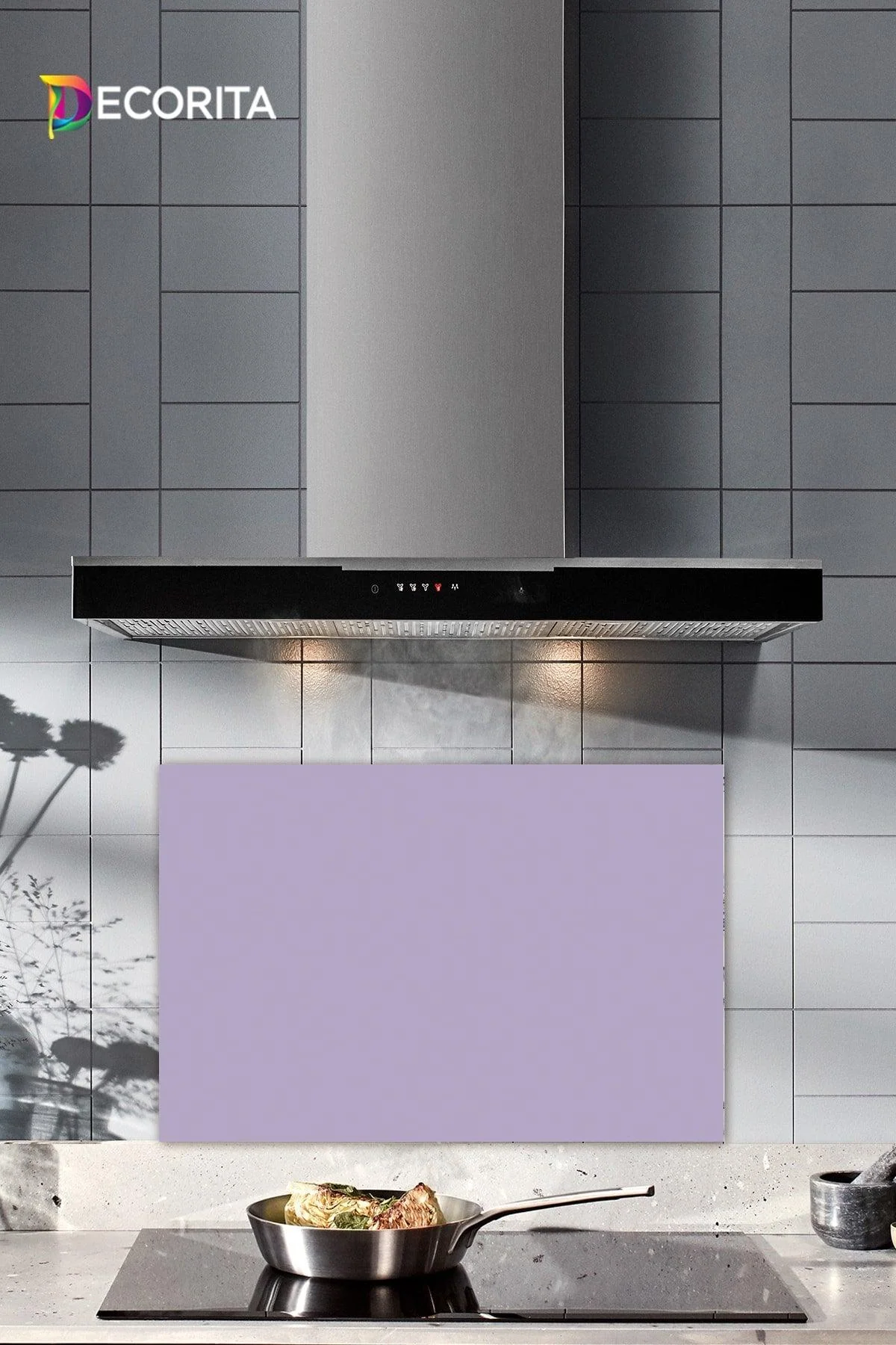 Lilac Tempered Glass Stove Back Protector – 40×60 cm Heat‑Resistant Shield