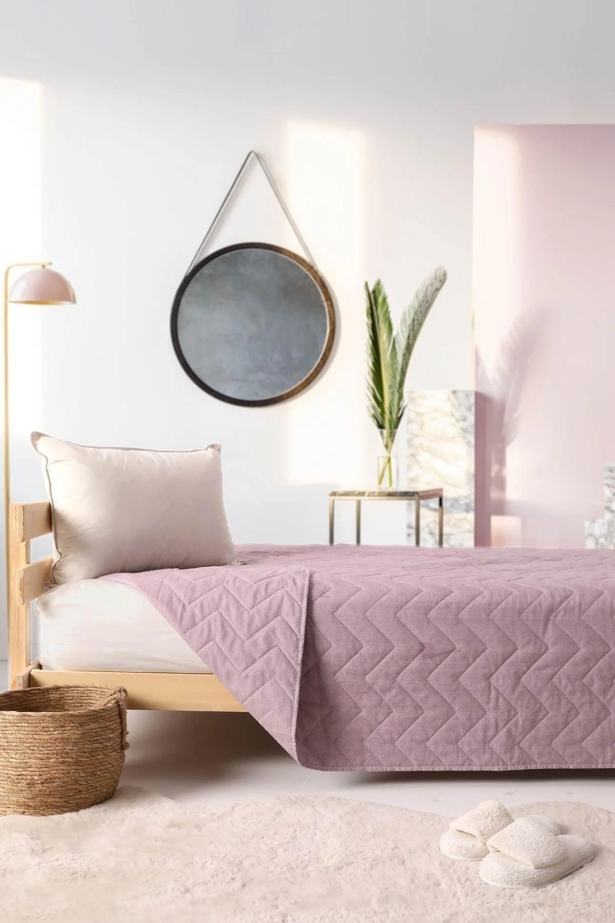 Purple single pique quilted bedding set