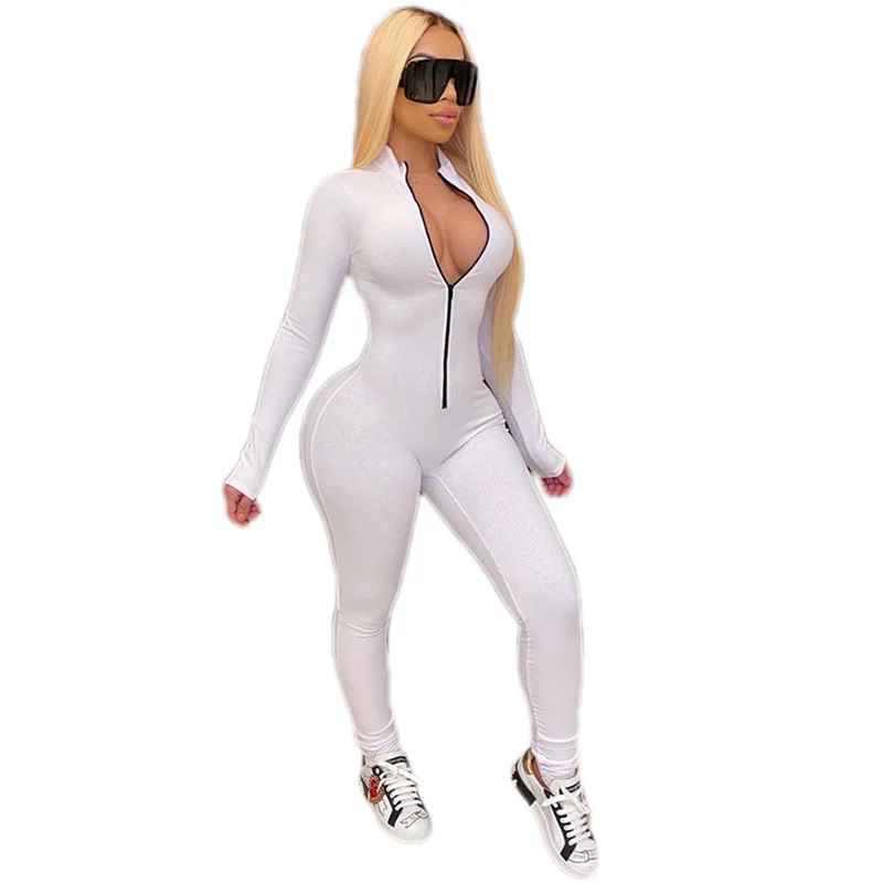 Solid color sports jumpsuit