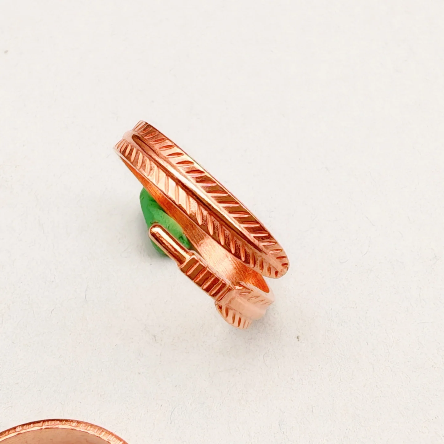 Solid Copper Leaf Ring, Adjustable & Polished Unisex Design
