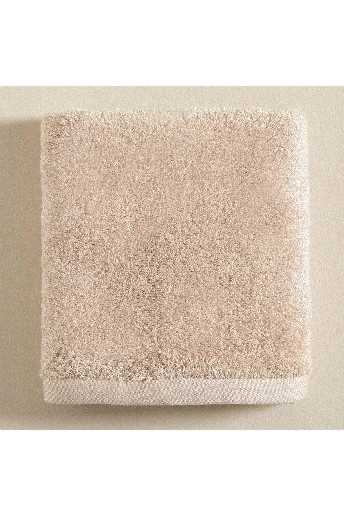 Beige solid face towel, 50 x 90 cm, 60% cotton 40% bamboo
