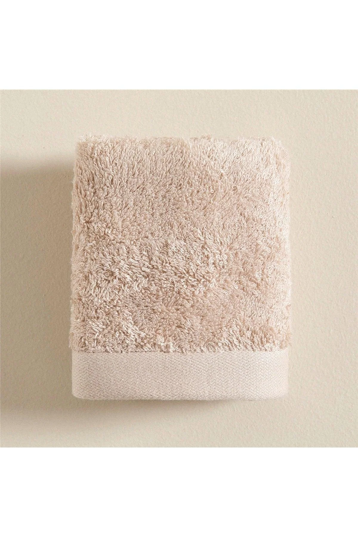 Beige solid cotton bamboo blend hand towel 33x33 cm