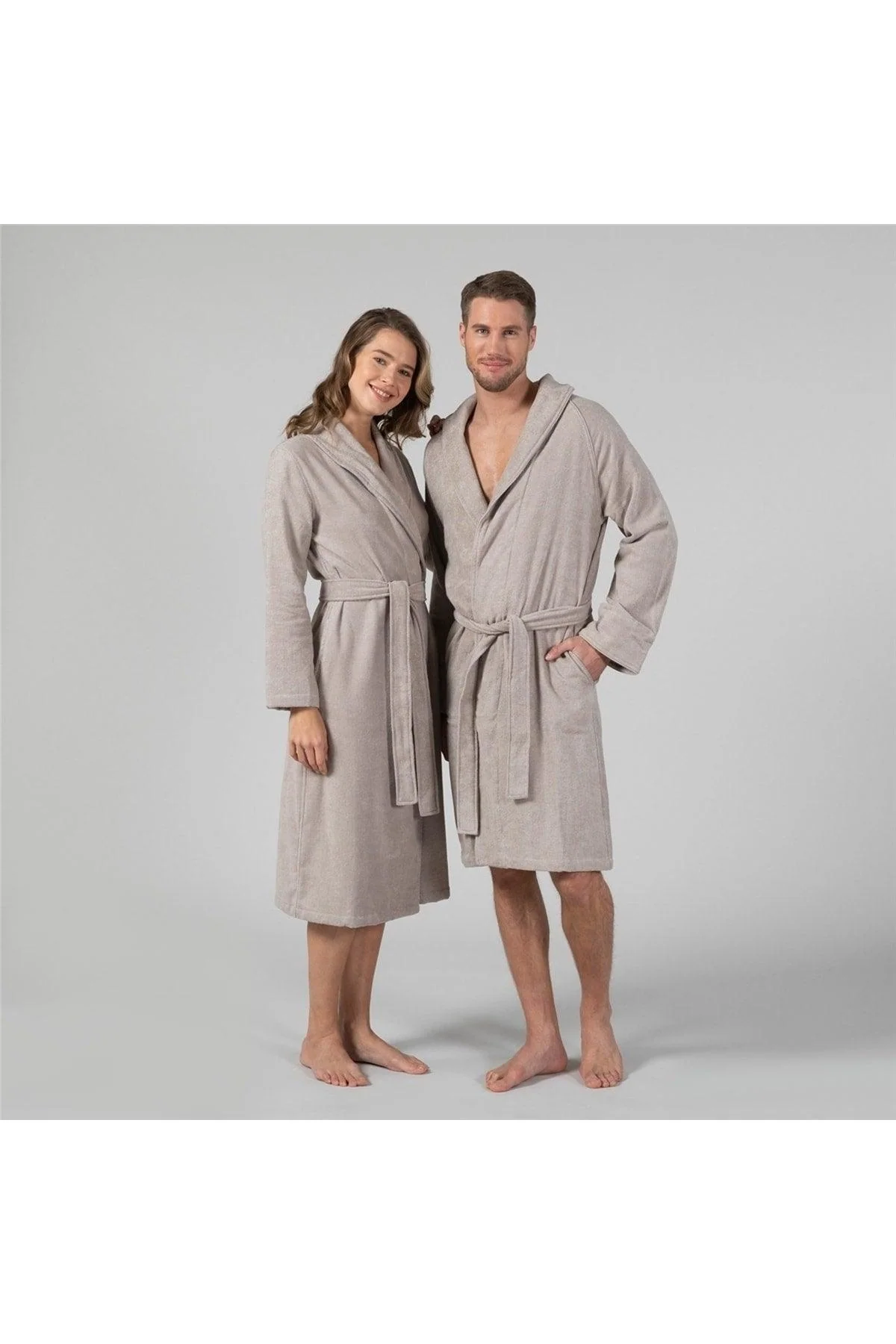 Mink grey unisex bathrobe in bamboo cotton blend
