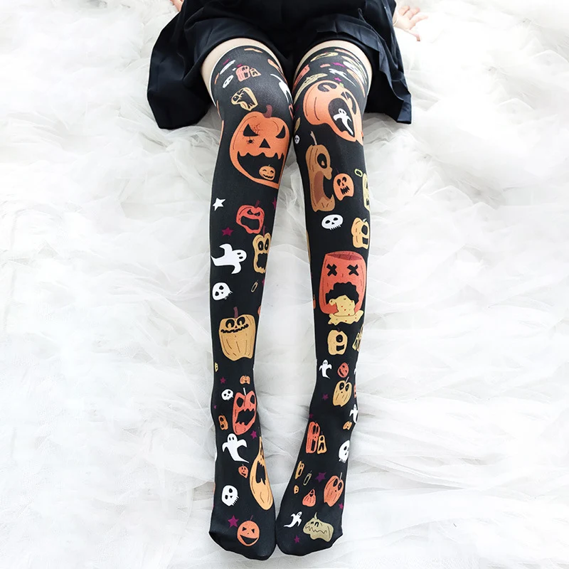 Spooky Pumpkin Knee Socks