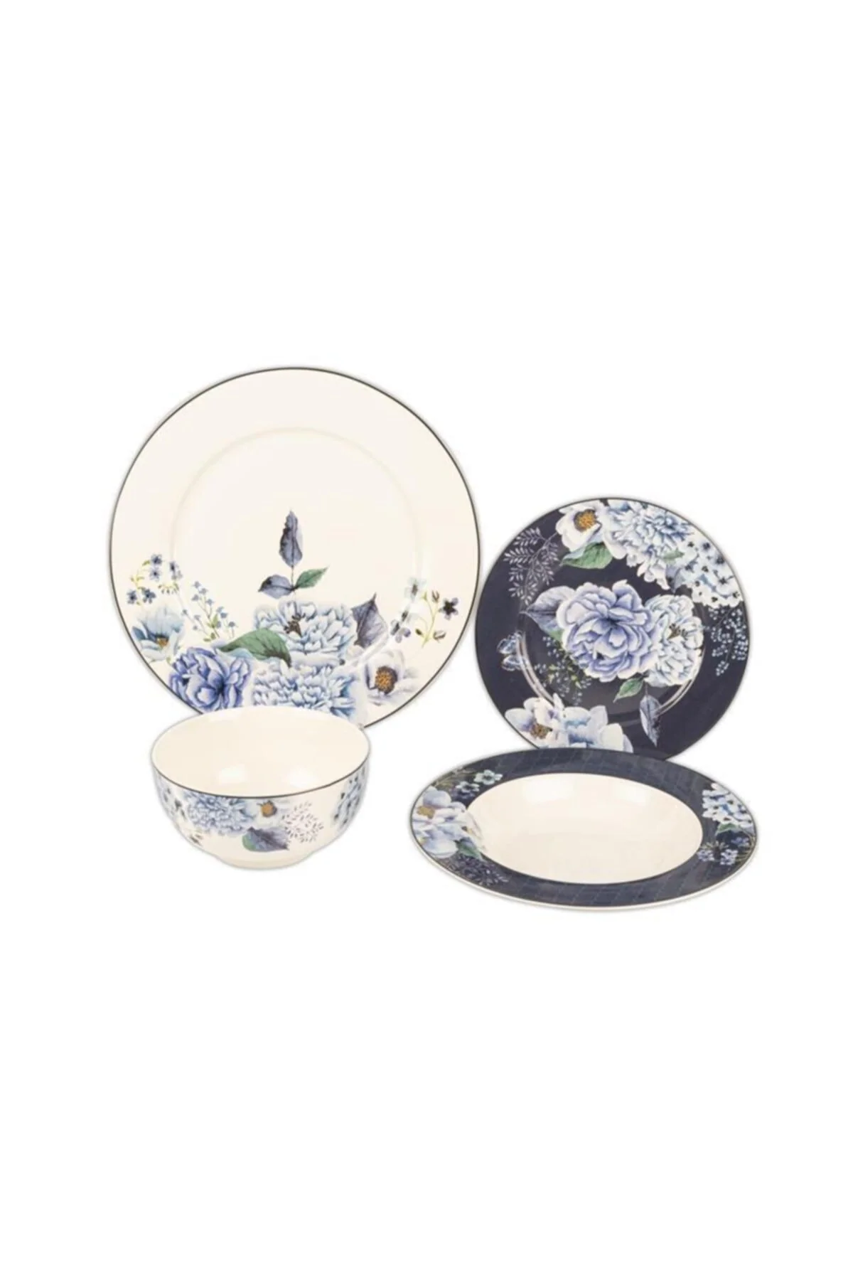 24-piece porcelain dinnerware set with plates and bowls