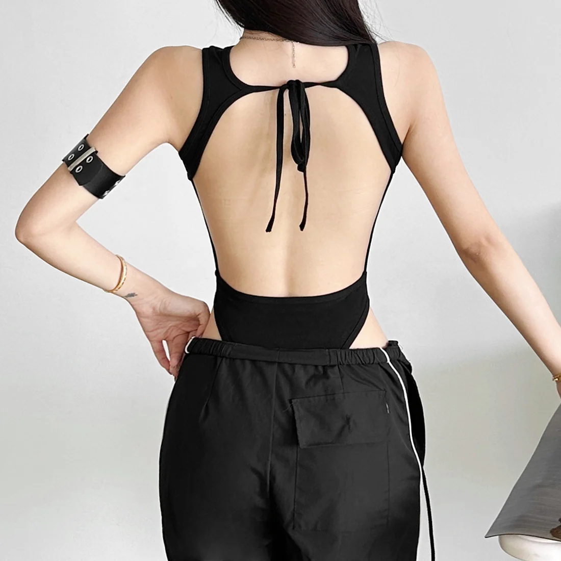 Spring New Womens Mesh Patchwork Jumpsuit