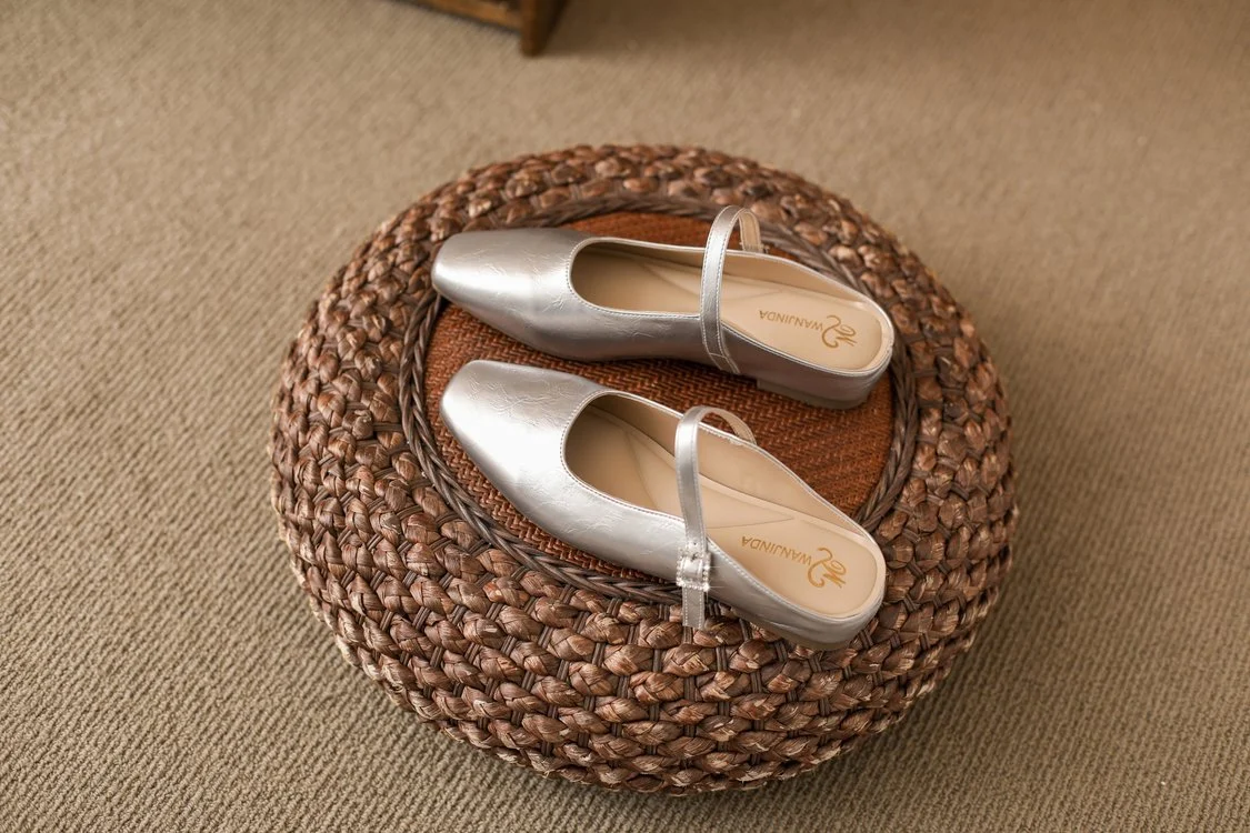 Spring Silver Mule Slippers for Women
