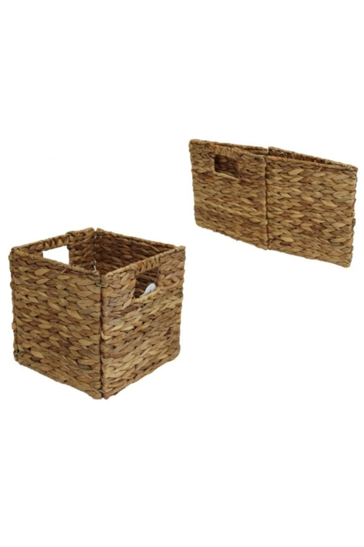 Square folding wicker basket organizer