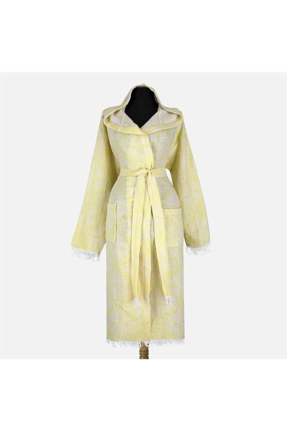 Cotton peshtemal beach robe with square mosaic pattern