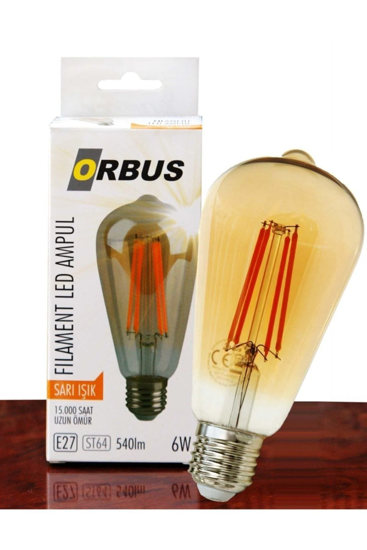 Rustic Amber LED Filament Bulb – 6W, Dimmable, Pack of 10