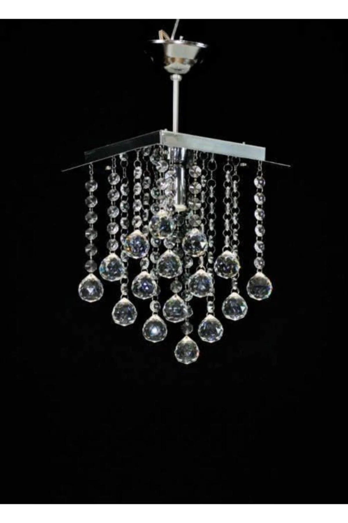 Single Pyramid Chandelier in Chrome Finish with E27 Bulb Socket