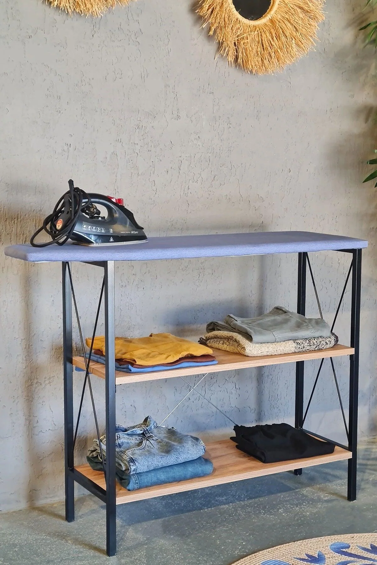 Black Ironing Board with 82 cm Height and 105 cm Width