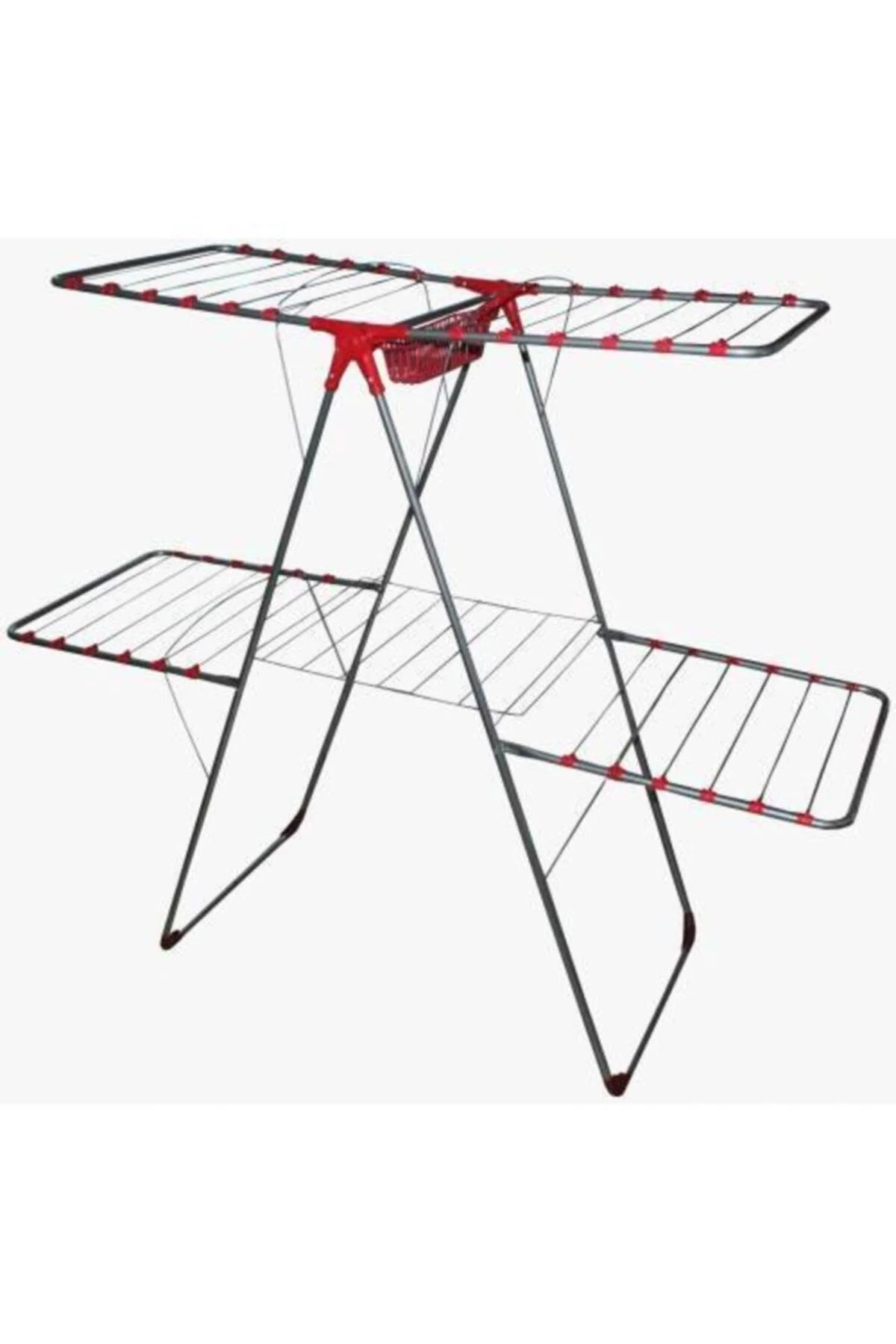 2-tier foldable metal laundry drying rack with sock holder and storage bag