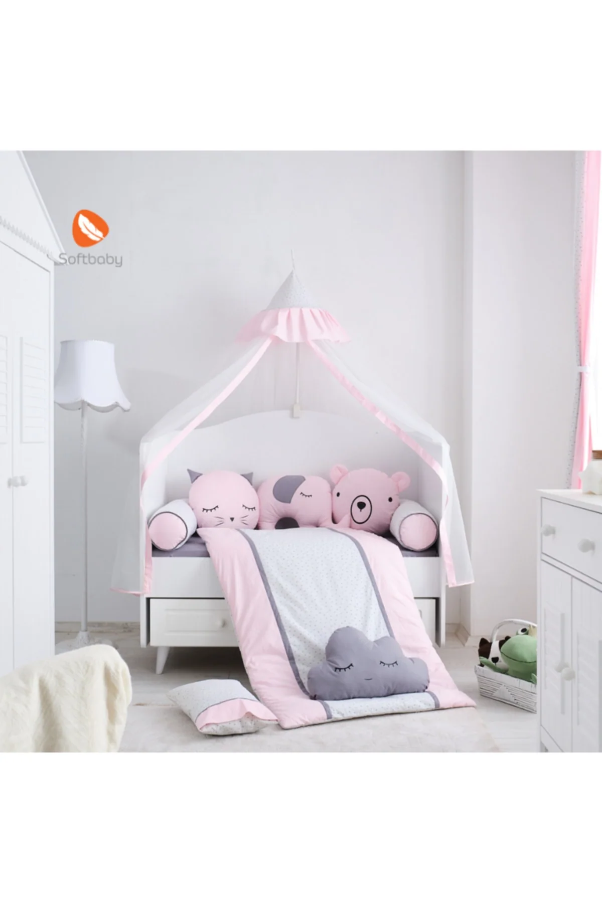Pink Star Crib Bedding Set with Pillow Set 100% Cotton
