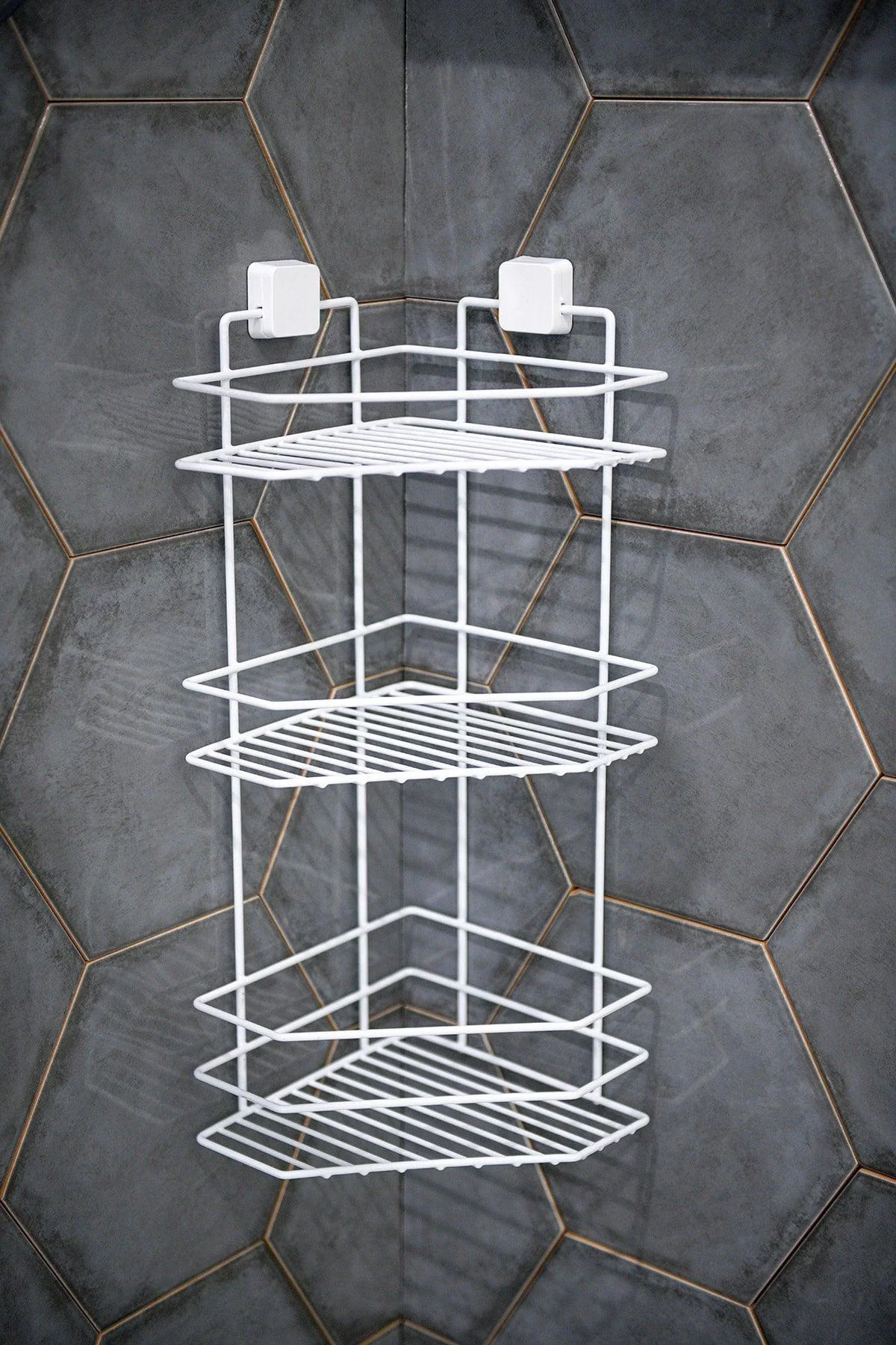 Bathroom Corner Storage Trio with Strong Adhesive - No Drill Needed