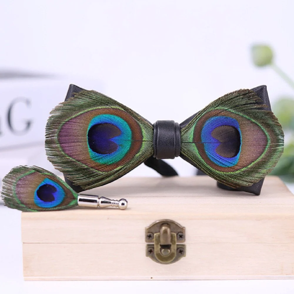 Stunning Blue Peacock Bow Tie for Men