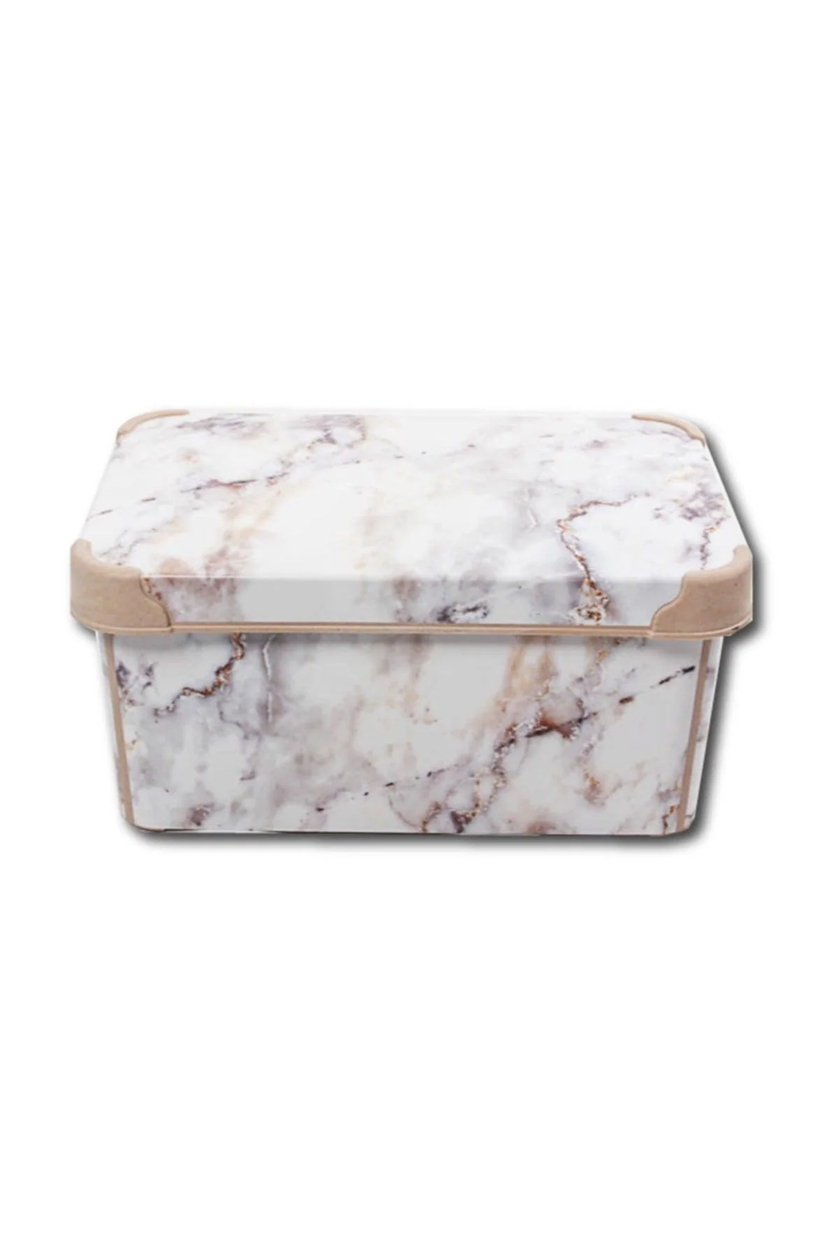 5-Liter Marble-Textured Plastic Storage Box with Soft Edges
