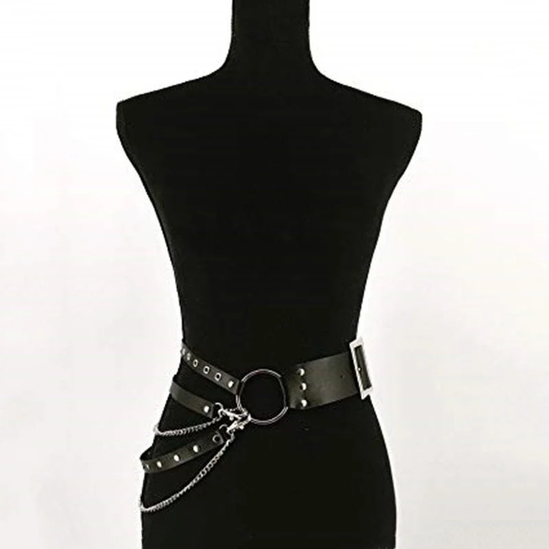 Stylish Leather Belt Strap with Dragon Phoenix Decor