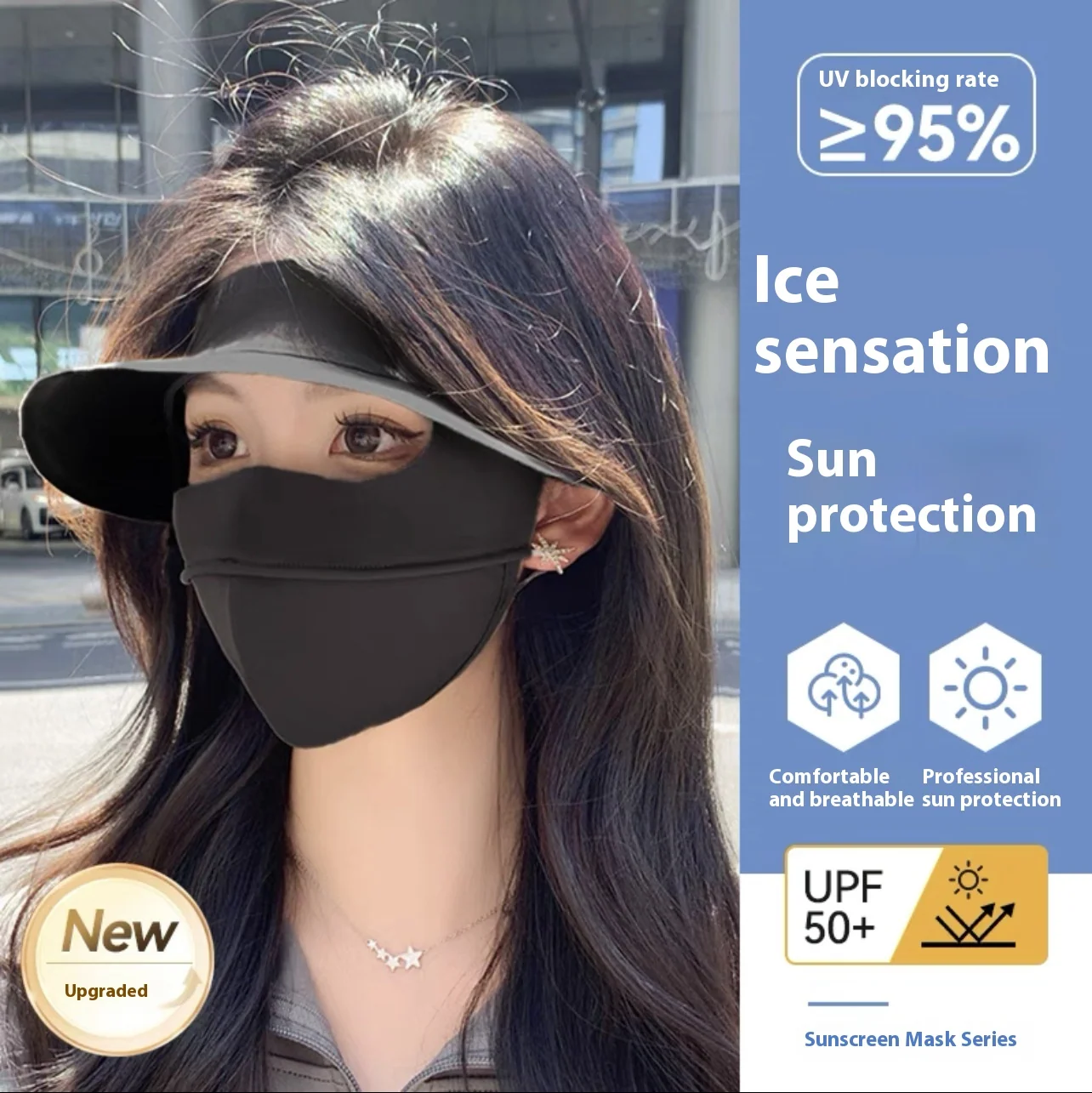 Summer Sun Protection Face Mask with Integrated Hat