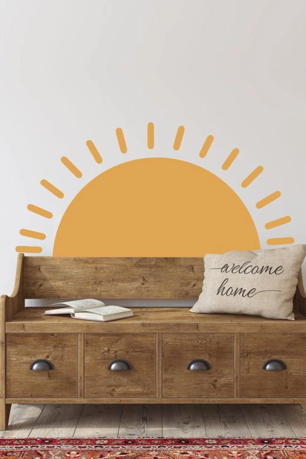 Sun‑Motif Removable Wall Sticker Set – Reusable Décor for Clean Surfaces