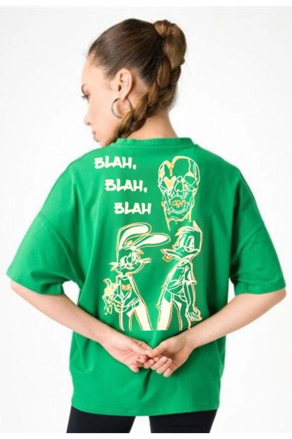 Super oversized green cotton t-shirt
