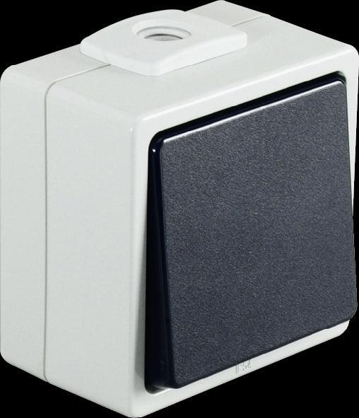 Surface-mounted IP54 electrical switch with screwless terminals