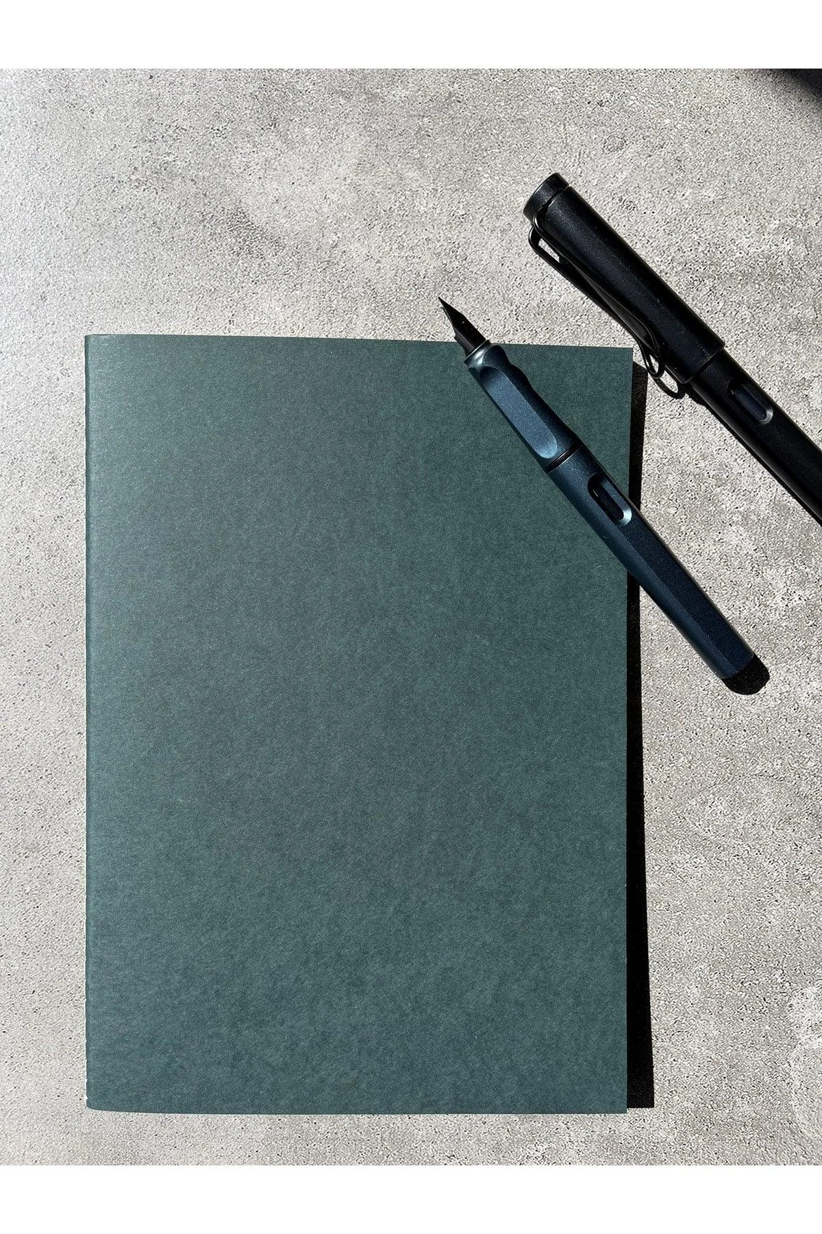 Dark Green Checkered Notebook with Ivory Pages (15x21cm, 80 Pages)