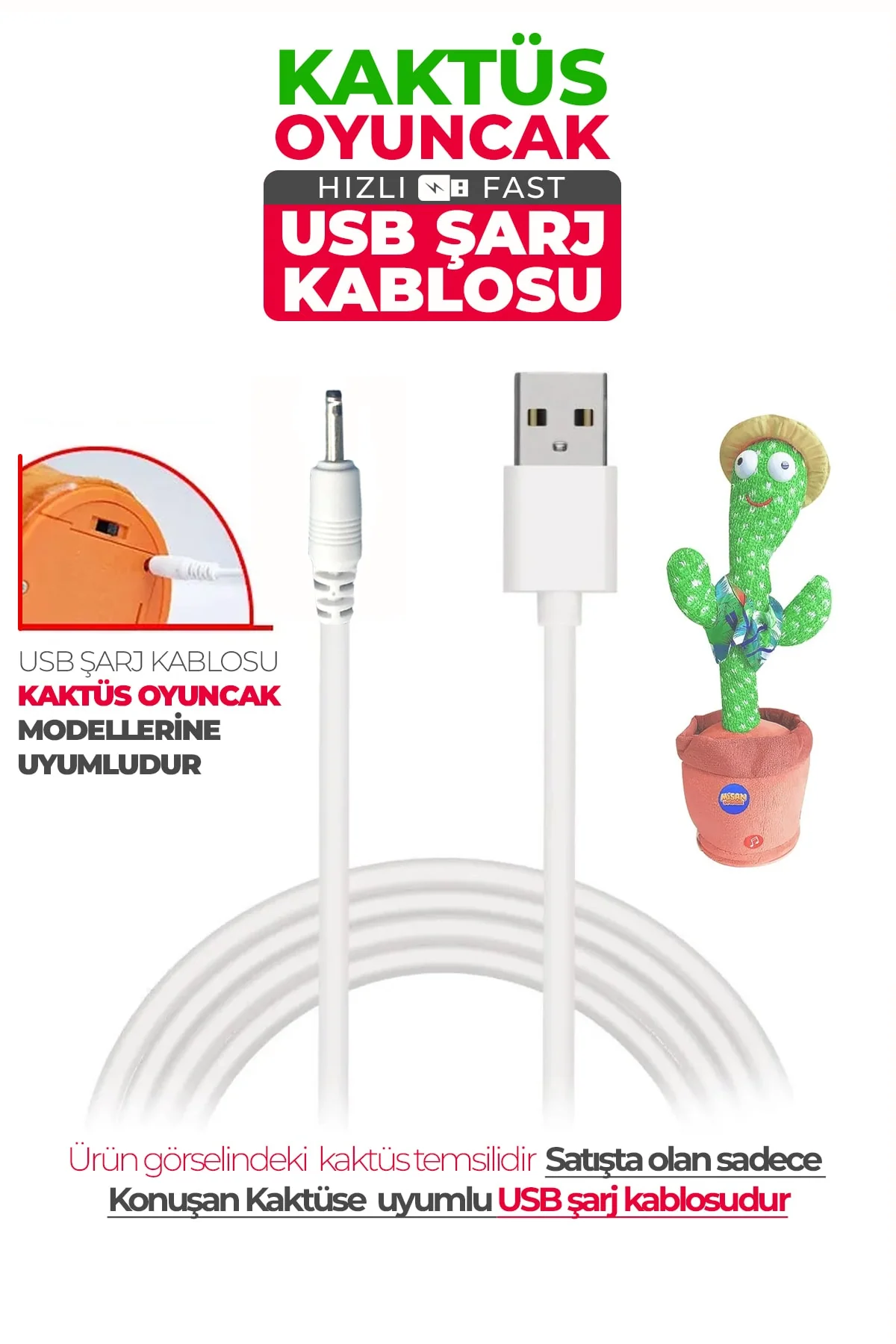 Replacement USB charging cable for musical toys