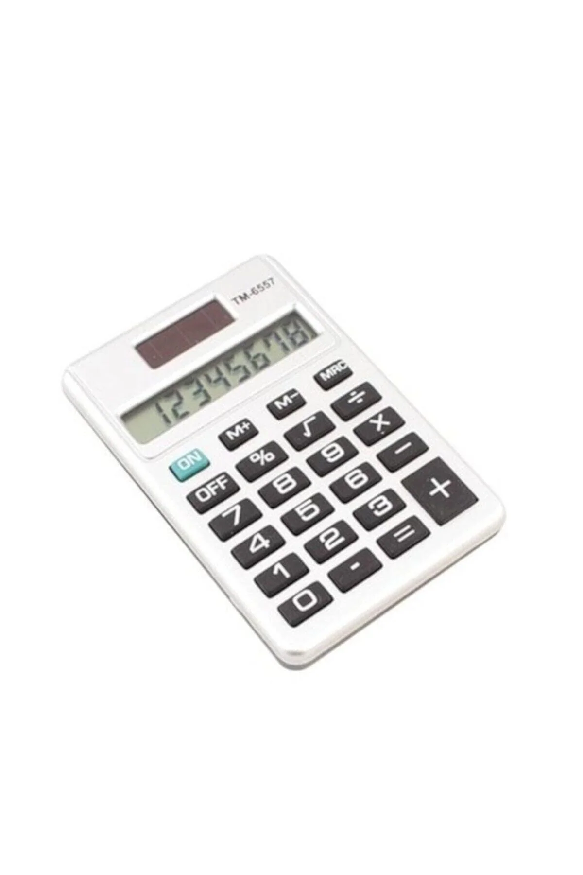 Mini electronic pocket calculator with solar and battery power