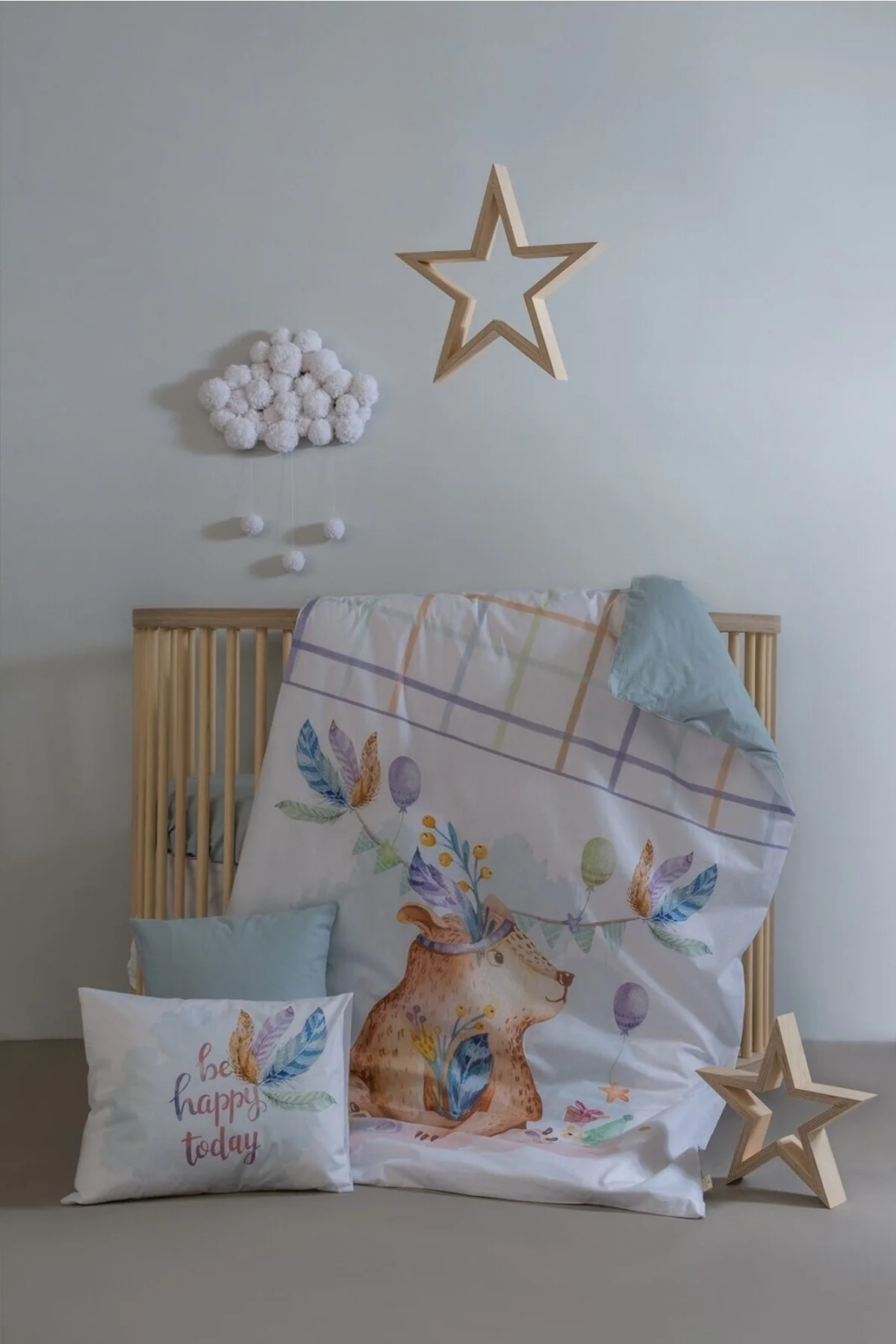 Oeko-tex certified teddy bear duvet cover set 100% cotton