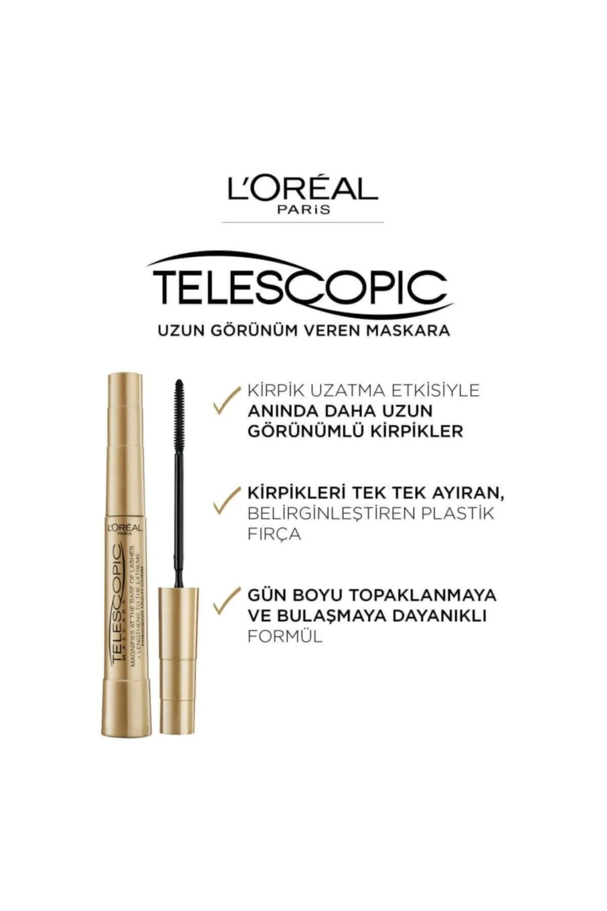 Telescopic gold black mascara for longer, voluminous lashes
