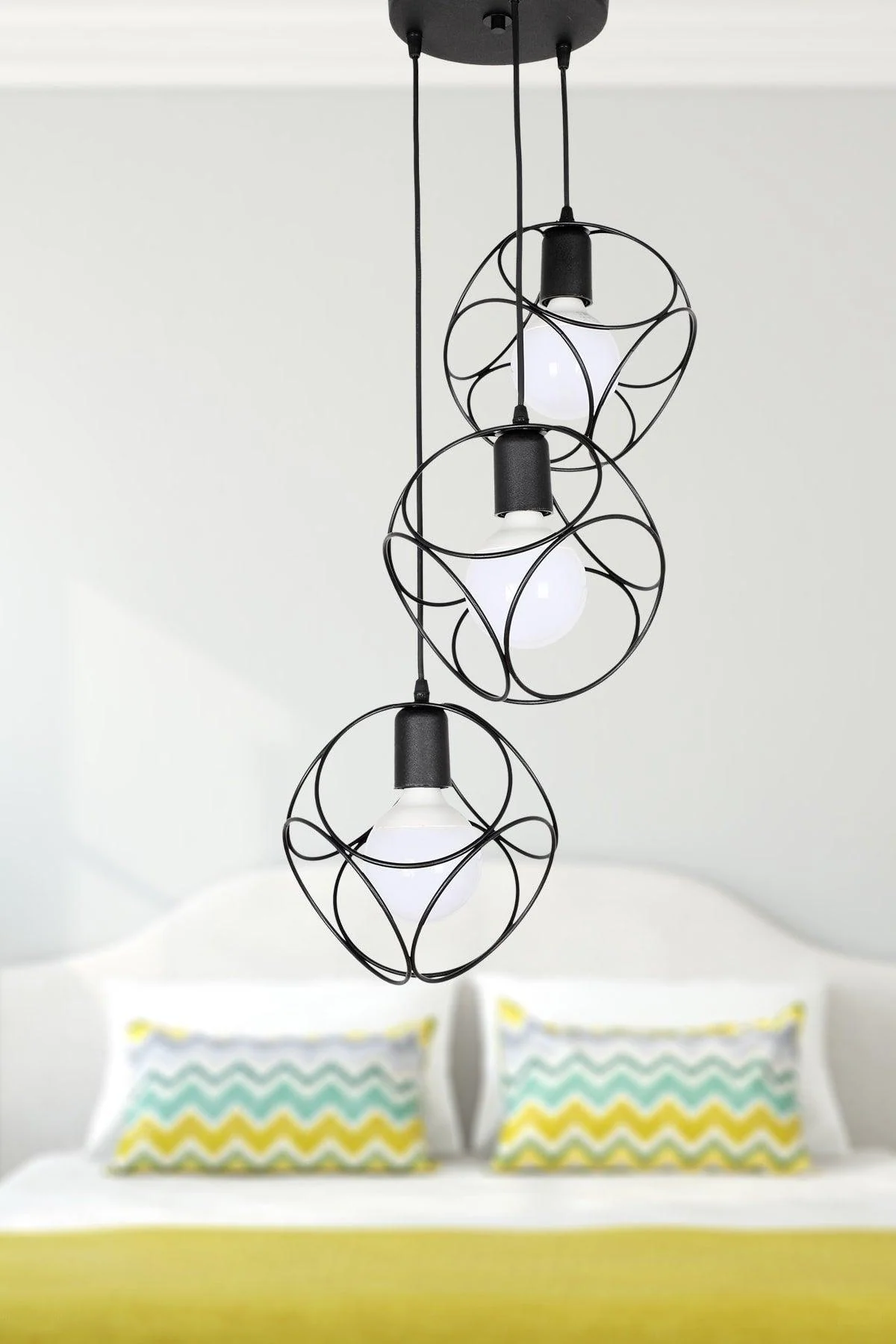 Black metal pipe-style wall lamp for hallways and cafes