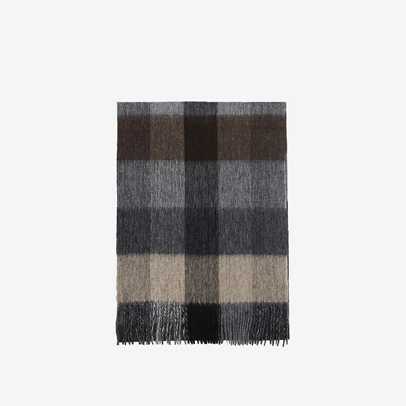 Thick Plaid Wool Scarf for Winter