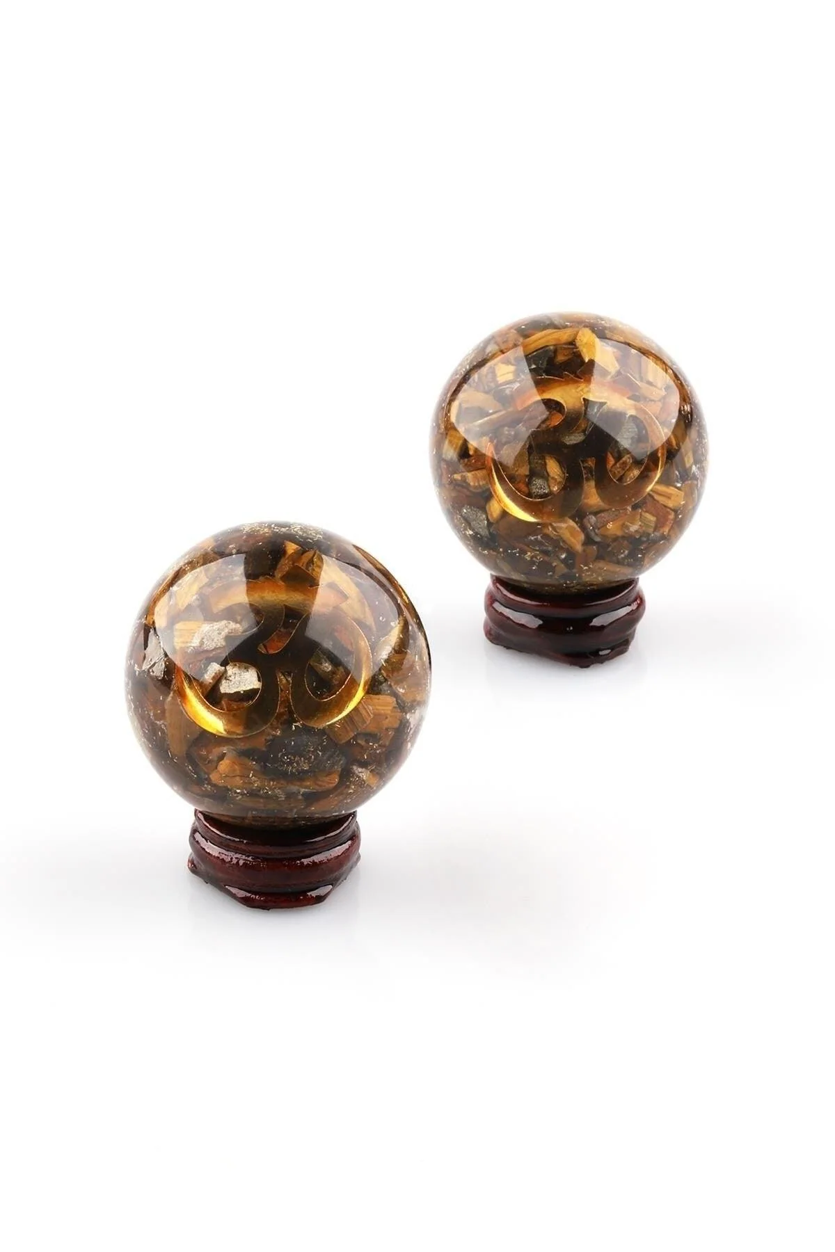 Tiger's eye orgonite sphere, 130 grams, 5.3 cm diameter