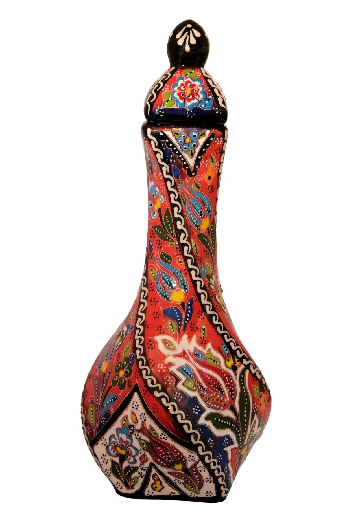 Handmade tulip ceramic vase with organic paint