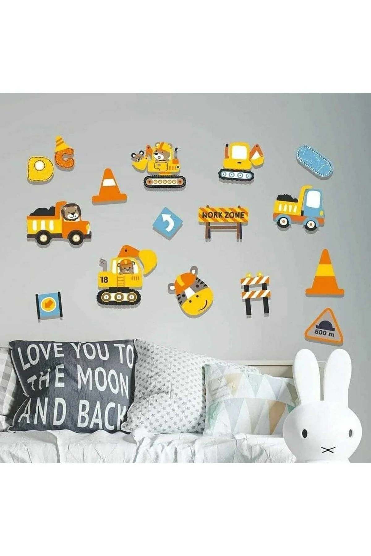 Wooden Set of 16 Decorative Signs and Buckets – Hand-Painted Letters and Symbols