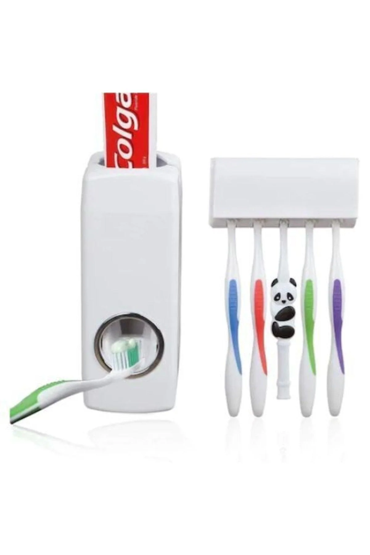 Toothpaste tube holder and squeezers - wall-mounted kit
