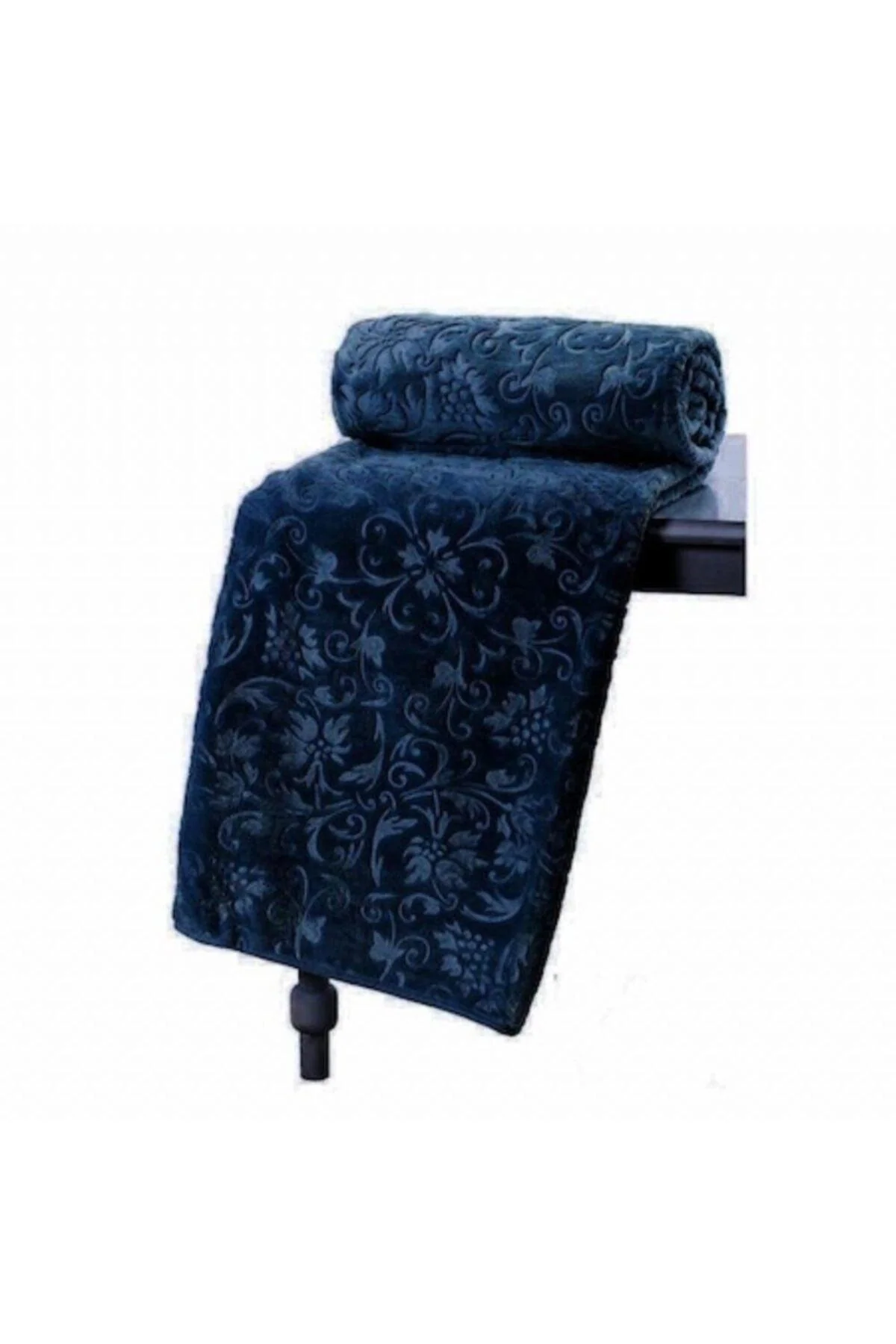 Solid navy polyester blanket for year-round warmth