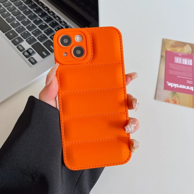Trendy Phone Case with Down Jacket Style - Drop Resistant TPU Material