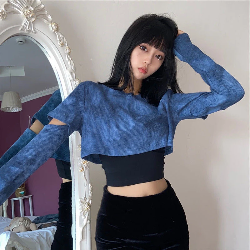 Trendy Tie-Dye Long-Sleeve Women's Pullover Shirt