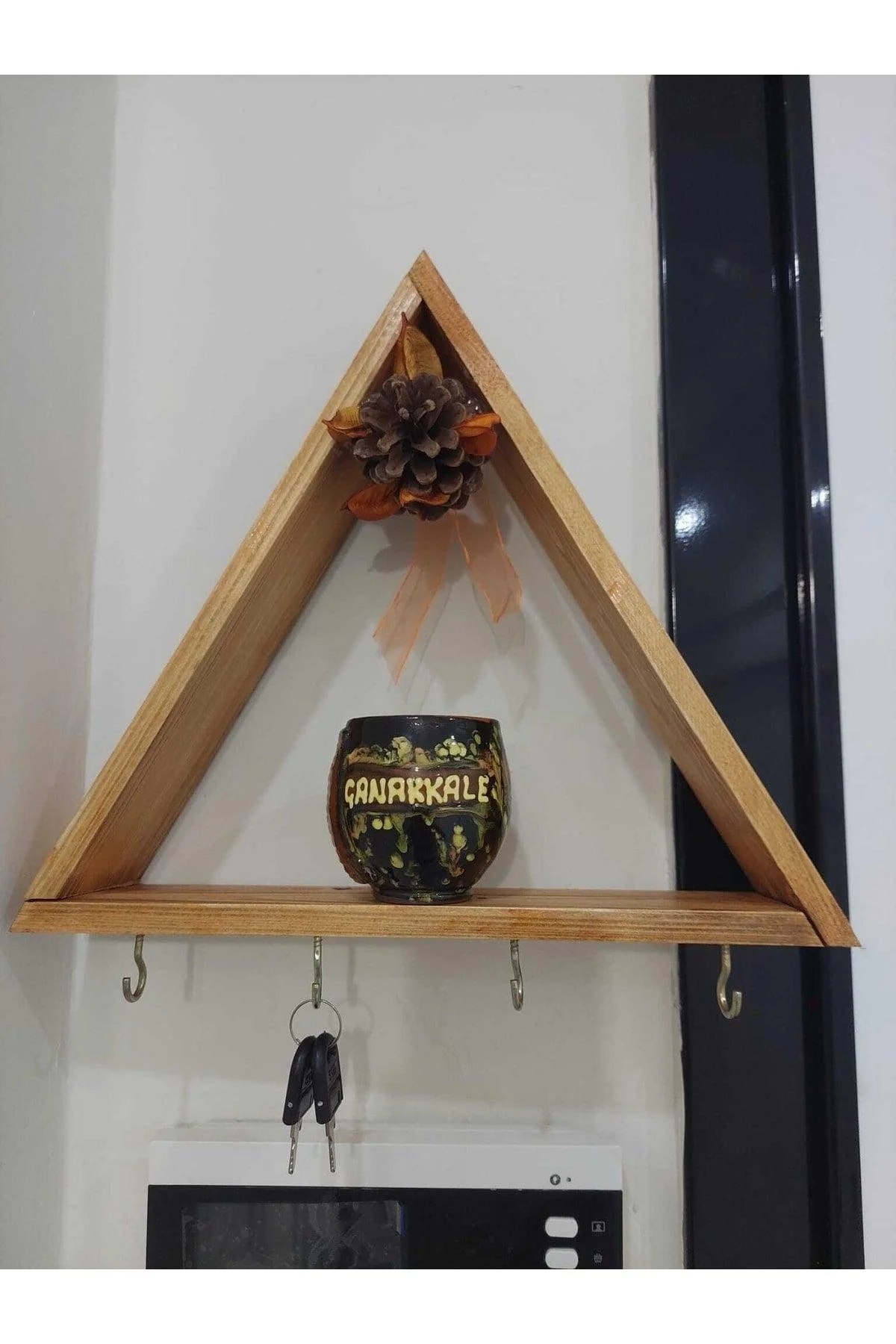 Triangular Decorative Door Hanger – Hand‑Sanded and Varnished