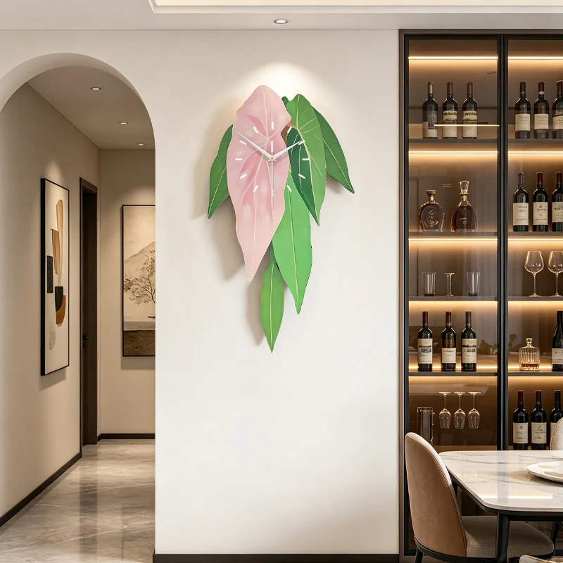 Tropical Leaf Wall Clock Modern Home Decor