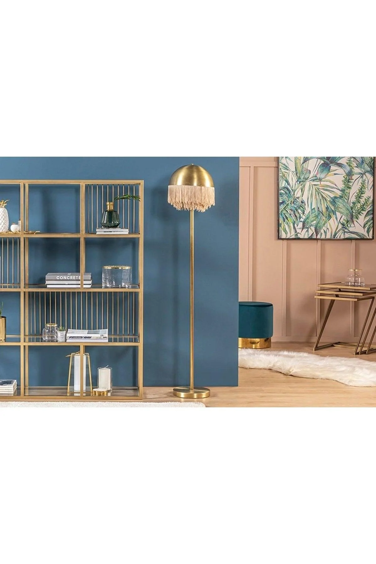 Single-Shaft Tufty Floor Lamp with Metal Base