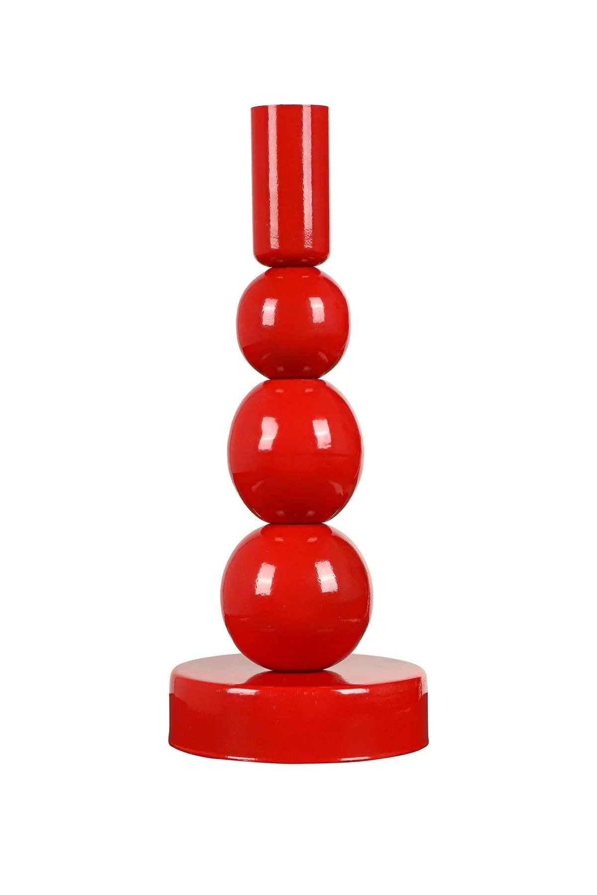 Red electrostatic painted metal candle holder