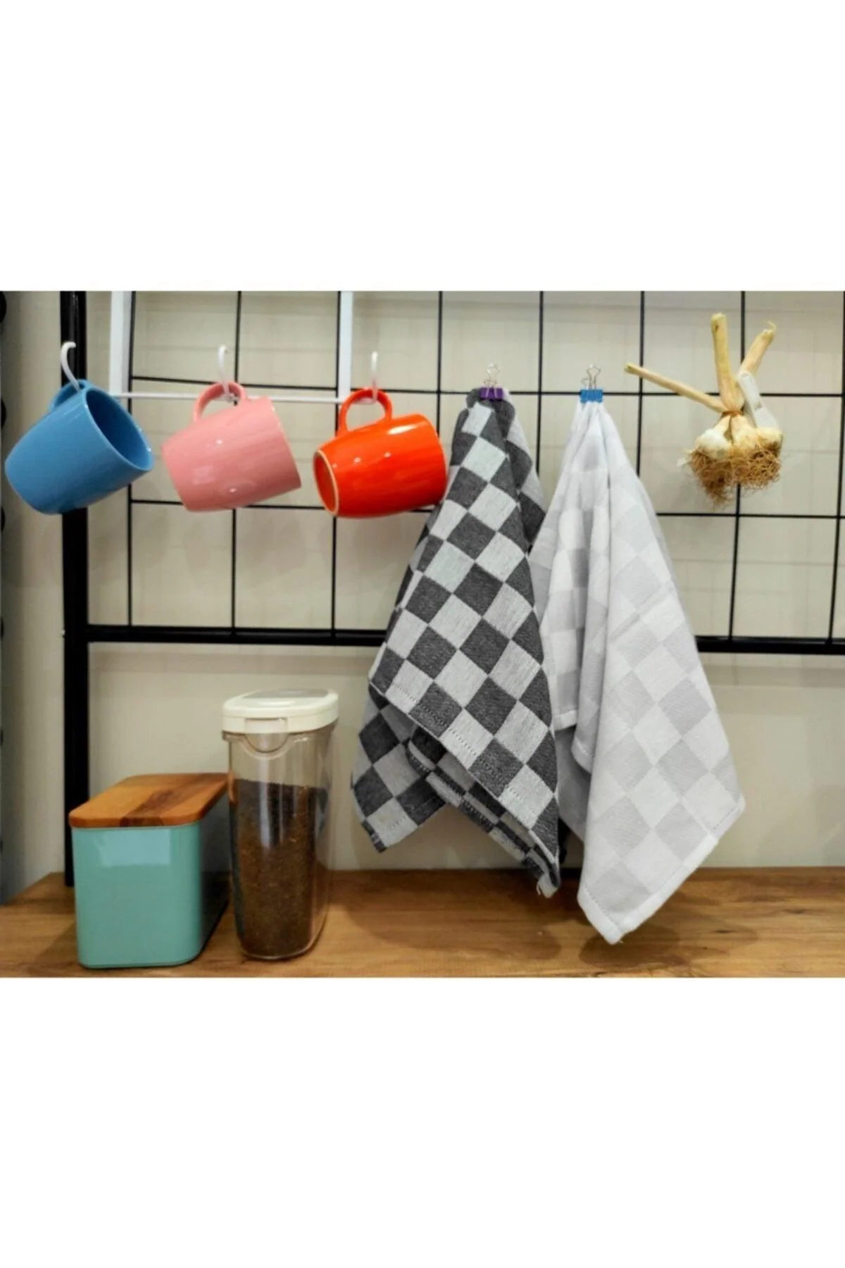 Checkered Cotton Kitchen Towel Set – 2 Pack, 60×60 cm