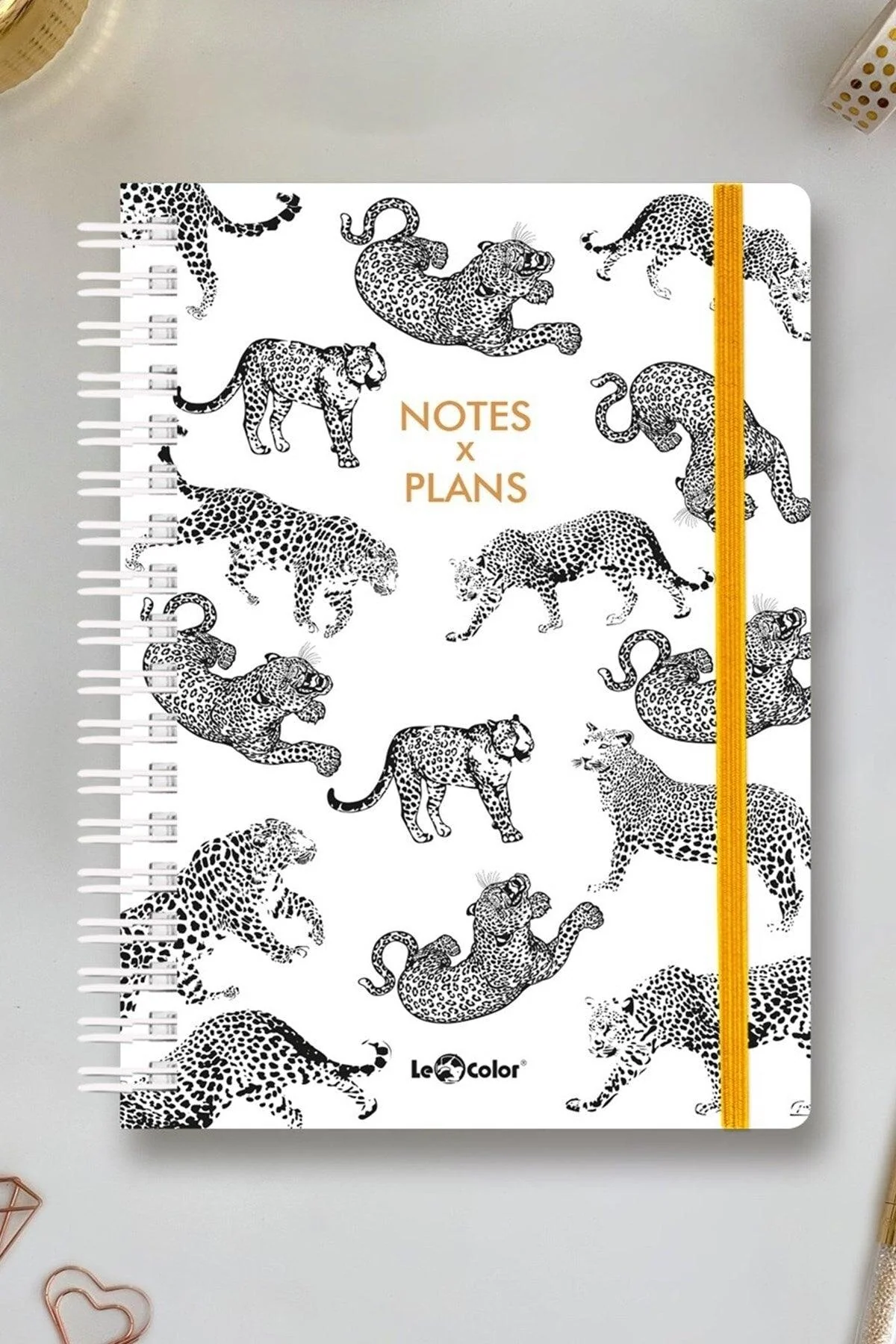 Undated A5 lined notebook with spiral binding and elastic closure